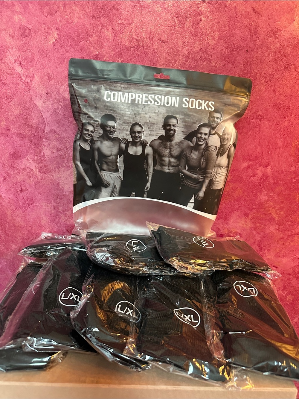 Charmking pack of 8 Black Compression Socks for adult new in bag for sport/work